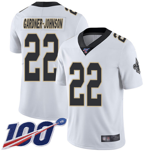 Men New Orleans Saints Limited White Chauncey Gardner Johnson Road Jersey NFL Football 22 100th Season Vapor Untouchable Jersey